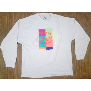 Nike Air Max 2 Atmos NRG Long Sleeve Shirt M Retro 90s Big Logo Neon Swoosh READ